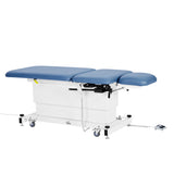 VivaComfort XRO Series 3-Section Electric Height and Back Adjustable Exam Table with Stirrups, 600 lb Capacity, Blue