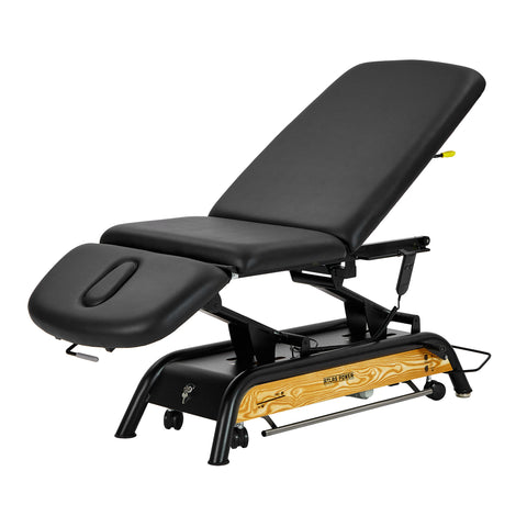 VivaComfort Atlas Power Hi-Lo Physician Treatment Table with 3-Section Top, 441 lb Capacity, Black