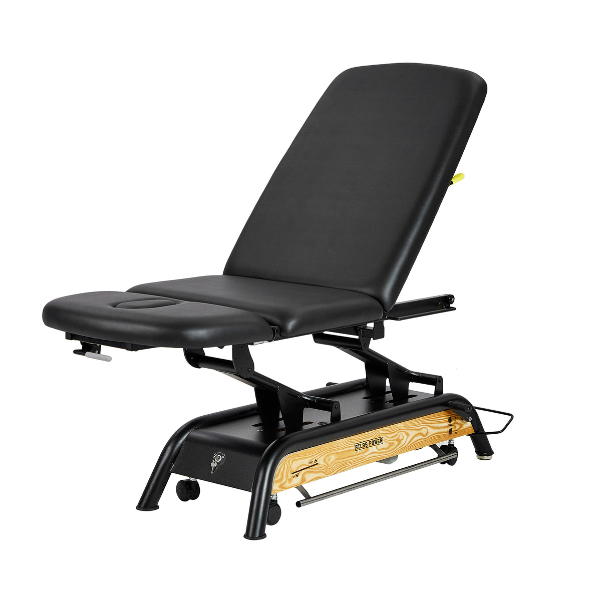 VivaComfort Atlas Power Hi-Lo Physician Treatment Table with 3-Section Top, 441 lb Capacity, Black