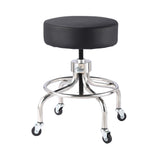 VivaComfort Pneumatic Height Control Antimicrobial Upholstery Exam Stool with Circular Foot Ring, 300 lb Capacity, Black