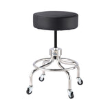VivaComfort Pneumatic Height Control Antimicrobial Upholstery Exam Stool with Circular Foot Ring, 300 lb Capacity, Black