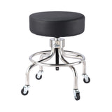 VivaComfort Pneumatic Height Control Antimicrobial Upholstery Exam Stool with Circular Foot Ring, 300 lb Capacity, Black