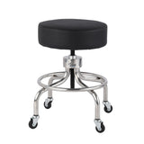 VivaComfort Pneumatic Height Control Antimicrobial Upholstery Exam Stool with Circular Foot Ring, 300 lb Capacity, Black