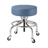 VivaComfort Pneumatic Height Control Antimicrobial Upholstery Exam Stool with Circular Foot Ring, 300 lb Capacity, Blue