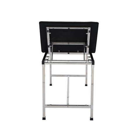 VivaComfort 440 lbs. Capacity Adjustable Backrest Steel Foldable Exam Treatment Table in Black, 440 lb Capacity, Black