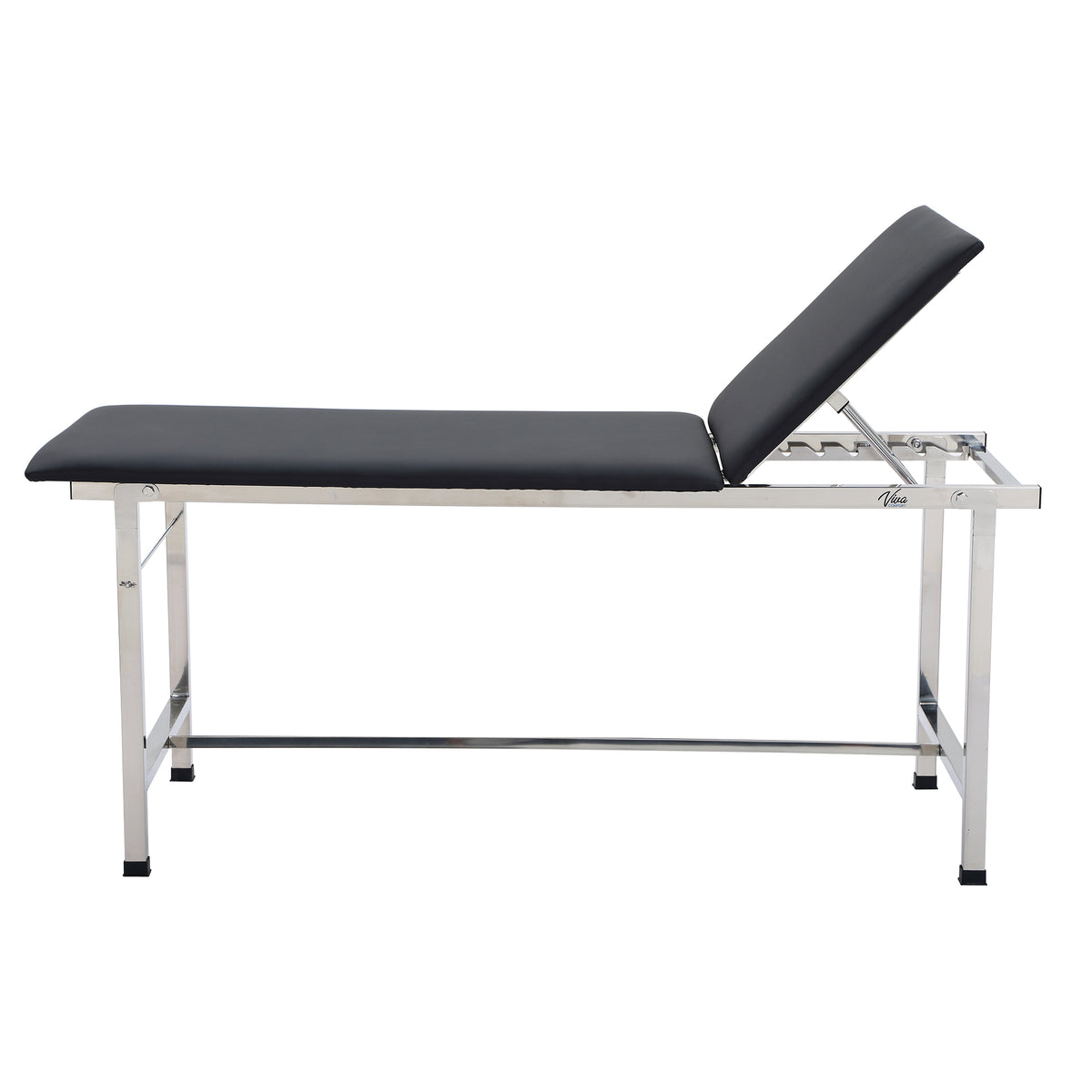 VivaComfort 440 lbs. Capacity Adjustable Backrest Steel Foldable Exam Treatment Table in Black, 440 lb Capacity, Black