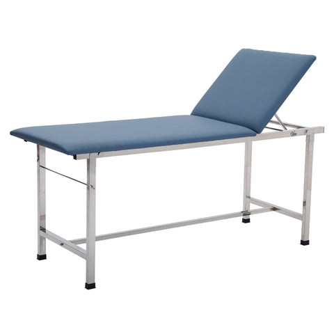 VivaComfort 440 lbs. Capacity Adjustable Backrest Steel Foldable Exam Treatment Table in Black, 440 lb Capacity, Blue