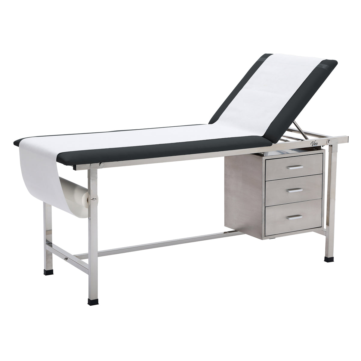 VivaComfort Three-Drawer Storage Set for Adjustable Medical Exam Tables, 18 lb Capacity, Stainless Steel