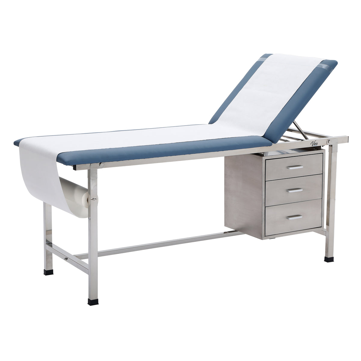 VivaComfort Three-Drawer Storage Set for Adjustable Medical Exam Tables, 18 lb Capacity, Stainless Steel