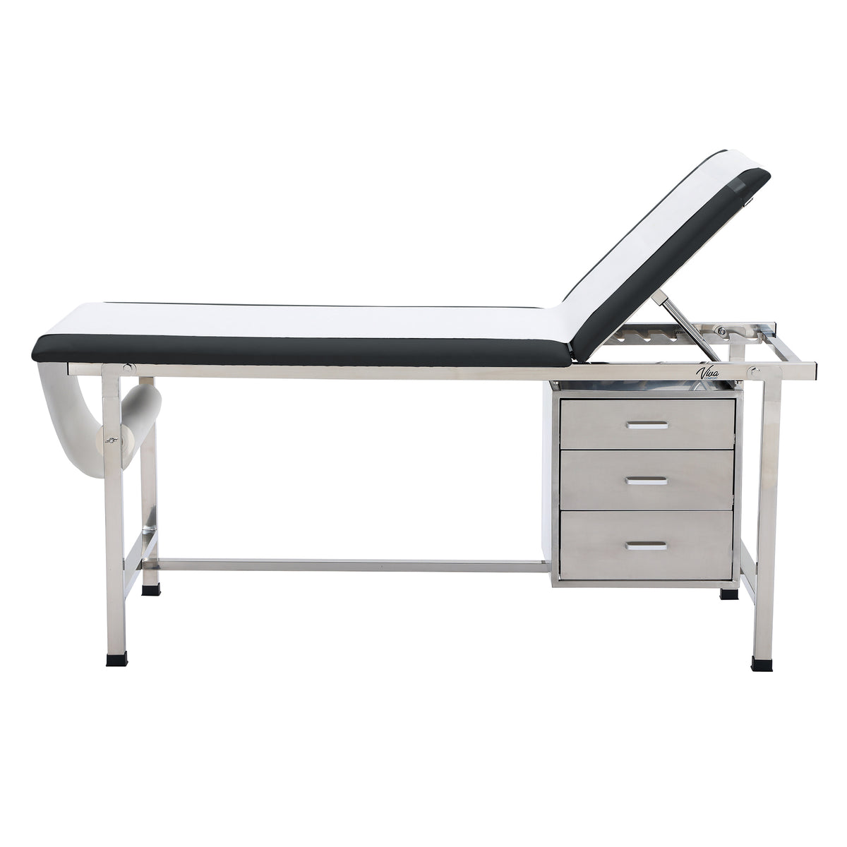VivaComfort Three-Drawer Storage Set for Adjustable Medical Exam Tables, 18 lb Capacity, Stainless Steel