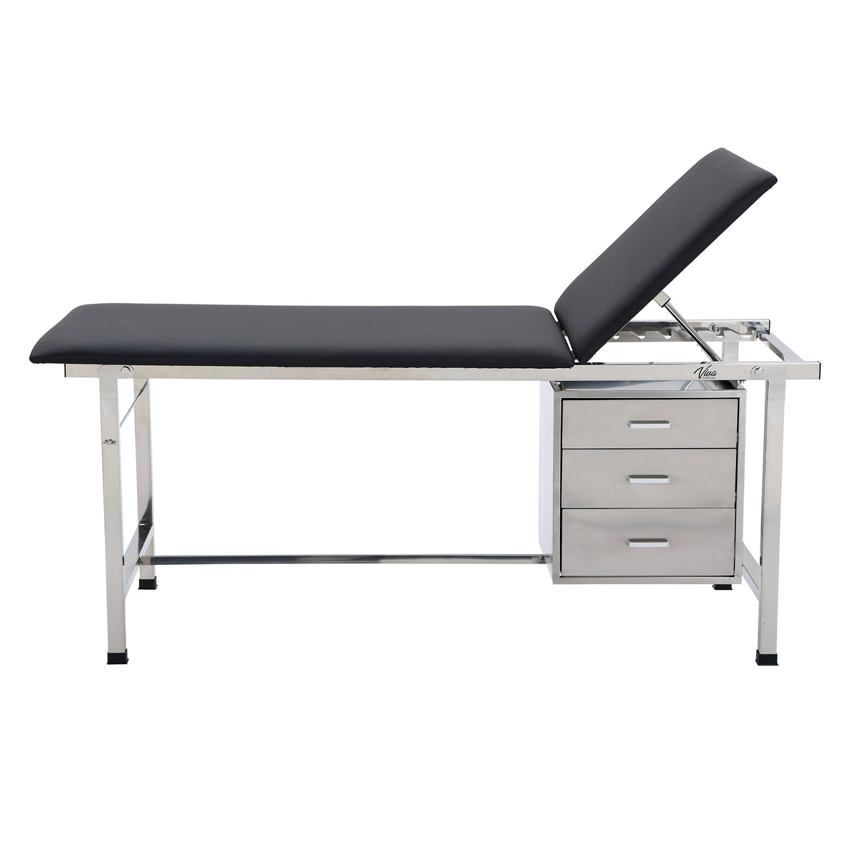 VivaComfort Three-Drawer Storage Set for Adjustable Medical Exam Tables, 18 lb Capacity, Stainless Steel