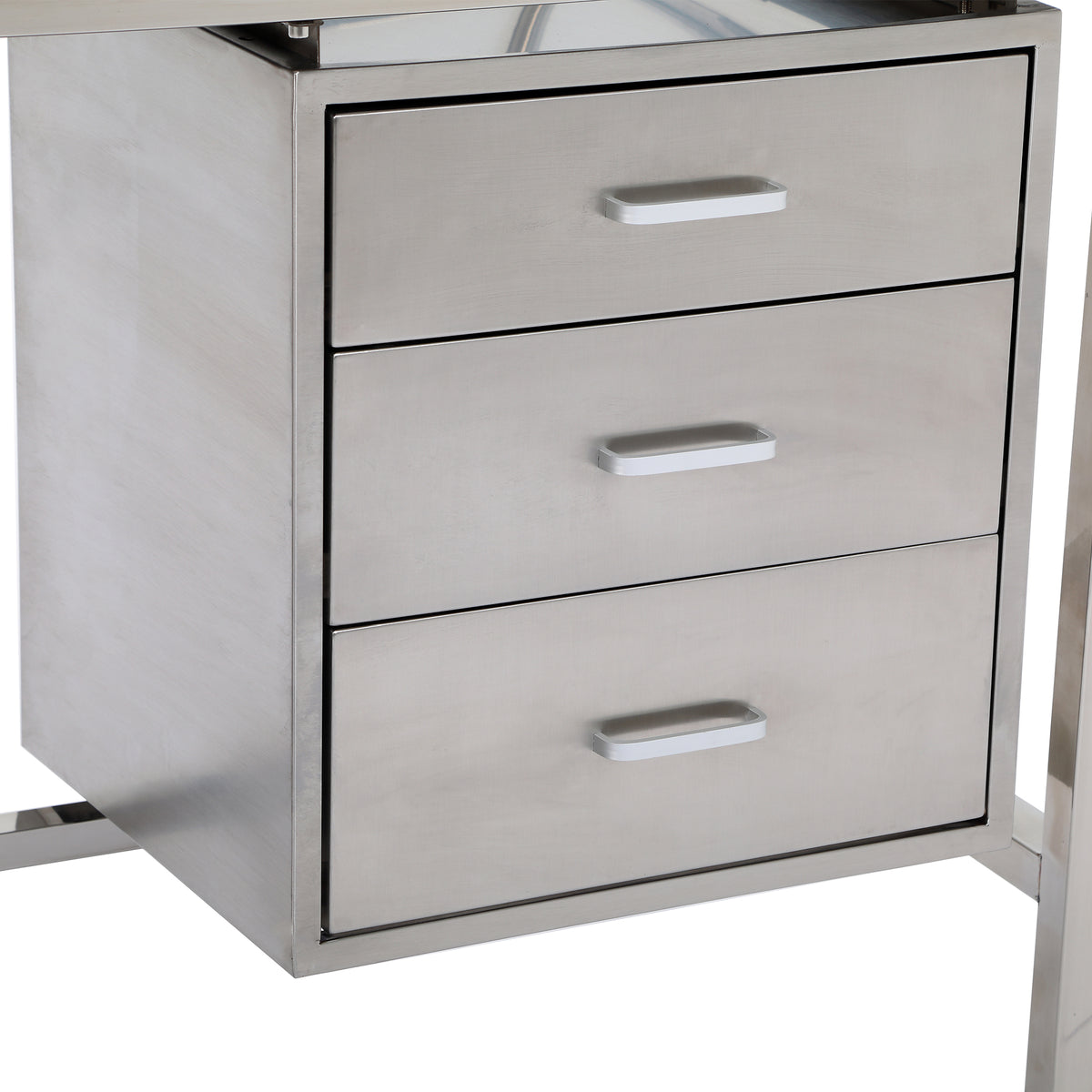 VivaComfort Three-Drawer Storage Set for Adjustable Medical Exam Tables, 18 lb Capacity, Stainless Steel