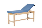 VivaComfort Aristo Wood H-Brace Physician Exam Table with Adjustable Backrest, 27”, Black, 500 lb Capacity, Blue