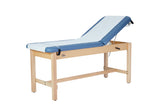 VivaComfort Aristo Wood H-Brace Physician Exam Table with Adjustable Backrest, 27”, Black, 500 lb Capacity, Blue