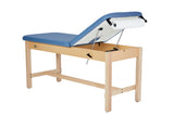 VivaComfort Aristo Wood H-Brace Physician Exam Table with Adjustable Backrest, 27”, Black, 500 lb Capacity, Blue