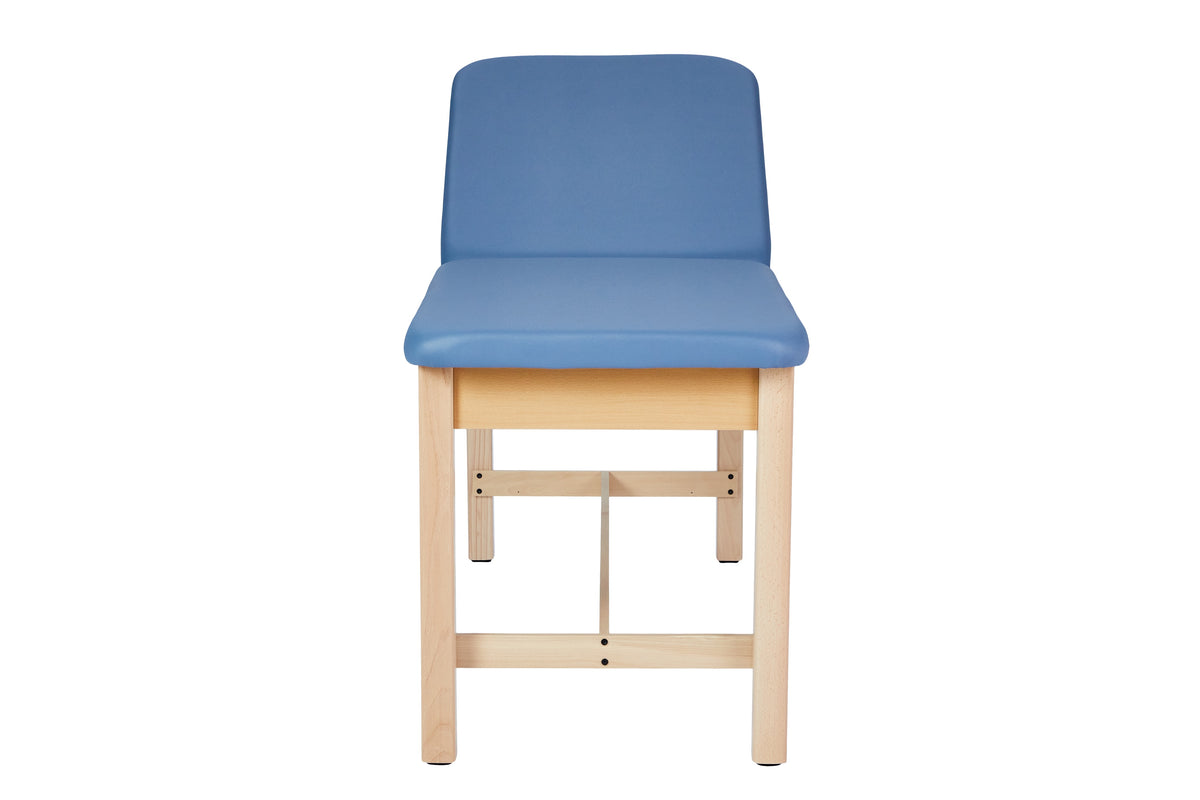 VivaComfort Aristo Wood H-Brace Physician Exam Table with Adjustable Backrest, 27”, Black, 500 lb Capacity, Blue