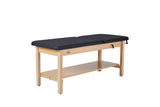 VivaComfort Aristo Wood H-Brace Physician Exam Table with Shelf and Adjustable Backrest, 30”, Black, 500 lb Capacity, Blue