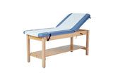 VivaComfort Aristo Wood H-Brace Physician Exam Table with Shelf and Adjustable Backrest, 30”, Black, 500 lb Capacity, Blue