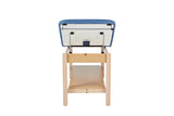 VivaComfort Aristo Wood H-Brace Physician Exam Table with Shelf and Adjustable Backrest, 30”, Black, 500 lb Capacity, Blue