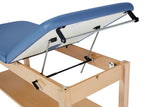 VivaComfort Aristo Wood H-Brace Physician Exam Table with Shelf and Adjustable Backrest, 30”, Black, 500 lb Capacity, Blue