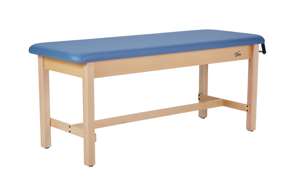 VivaComfort Aristo Wooden H-Brace Physician Exam Table, 27”, Black, 500 lb Capacity, Blue
