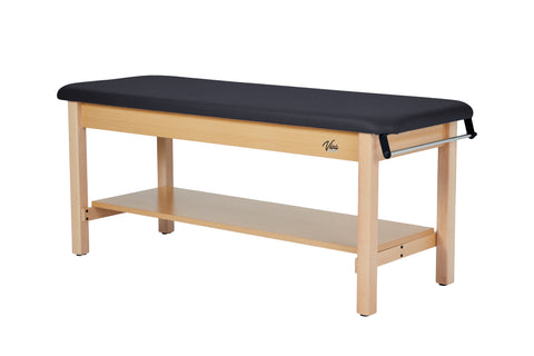 VivaComfort Aristo Wooden H-Brace Physician Exam Table With Shelf, 27”, Black, 500 lb Capacity, Black