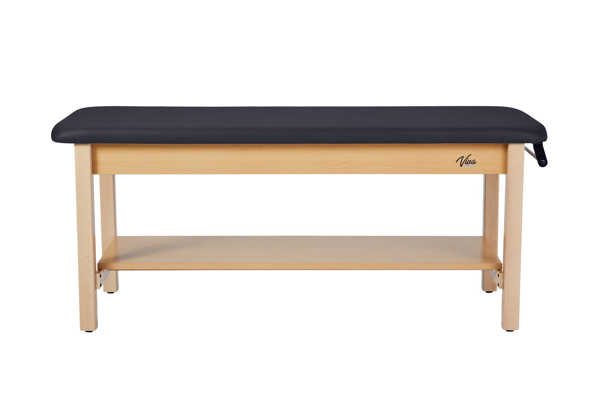 VivaComfort Aristo Wooden H-Brace Physician Exam Table With Shelf, 27”, Black, 500 lb Capacity, Black