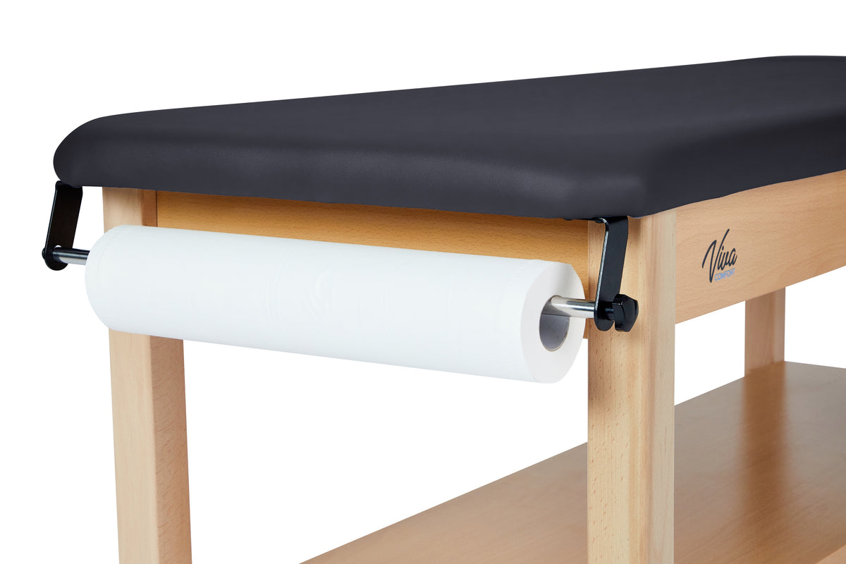 VivaComfort Aristo Wooden H-Brace Physician Exam Table With Shelf, 27”, Black, 500 lb Capacity, Black
