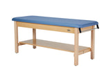 VivaComfort Aristo Wooden H-Brace Physician Exam Table With Shelf, 27”, Black, 500 lb Capacity, Blue
