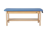 VivaComfort Aristo Wooden H-Brace Physician Exam Table With Shelf, 27”, Black, 500 lb Capacity, Blue