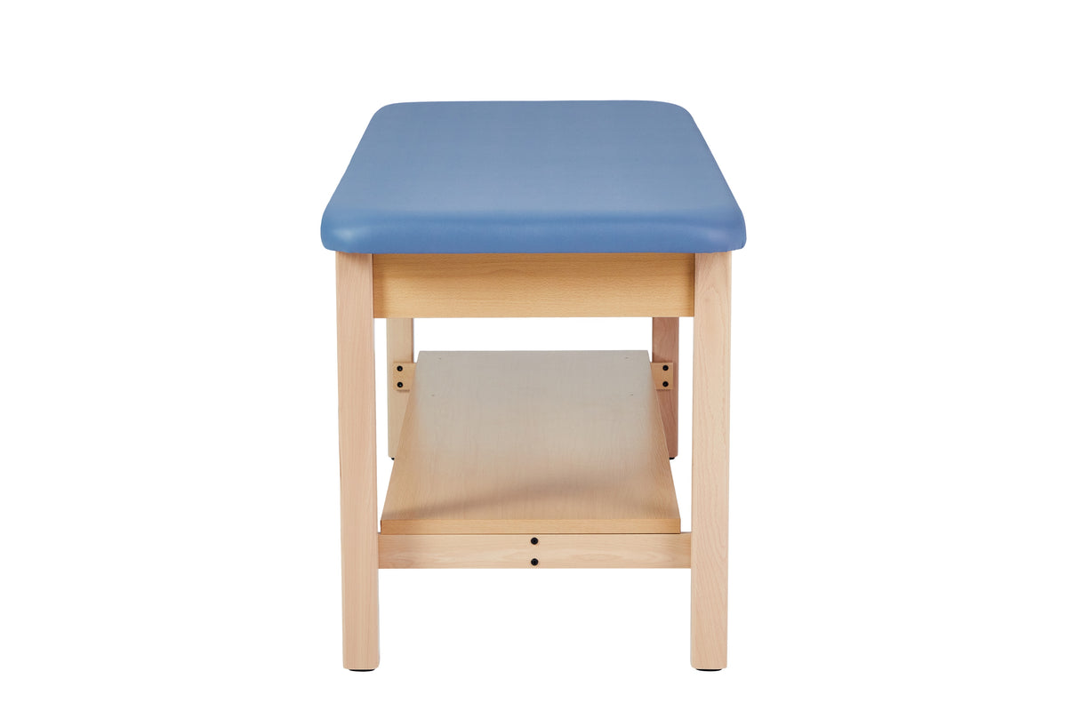 VivaComfort Aristo Wooden H-Brace Physician Exam Table With Shelf, 27”, Black, 500 lb Capacity, Blue