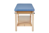 VivaComfort Aristo Wooden H-Brace Physician Exam Table With Shelf, 27”, Black, 500 lb Capacity, Blue