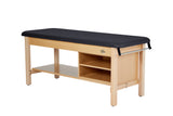 VivaComfort Aristo Wood H-Brace 27in. W x 72in. L Physician Exam Table with Shelf and Cabinet, 500 lb Capacity, Black