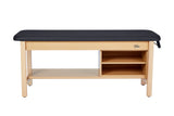 VivaComfort Aristo Wood H-Brace 27in. W x 72in. L Physician Exam Table with Shelf and Cabinet, 500 lb Capacity, Black