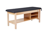 VivaComfort Aristo Wood H-Brace 27in. W x 72in. L Physician Exam Table with Shelf and Cabinet, 500 lb Capacity, Black