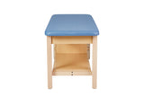 VivaComfort Aristo Wood H-Brace 27in. W x 72in. L Physician Exam Table with Shelf and Cabinet, 500 lb Capacity, Blue