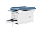 VivaComfort Steel Pediatric Grande Exam Table with Step Stool, Pull-Out Leg Rest, Dual Drawers & Cabinets, 500 lb Capacity, Blue
