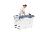 VivaComfort Steel Pediatric Grande Exam Table with Step Stool, Pull-Out Leg Rest, Dual Drawers & Cabinets, 500 lb Capacity, Blue