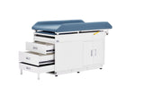 VivaComfort Steel Pediatric Grande Exam Table with Step Stool, Pull-Out Leg Rest, Dual Drawers & Cabinets, 500 lb Capacity, Blue