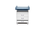 VivaComfort Steel Pediatric Grande Exam Table with Step Stool, Pull-Out Leg Rest, Dual Drawers & Cabinets, 500 lb Capacity, Blue