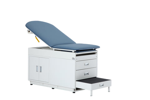 VivaComfort Grande Steel Exam Table with Pelvic Tilt and Antimicrobial Mattress, 500 lb Capacity, Blue