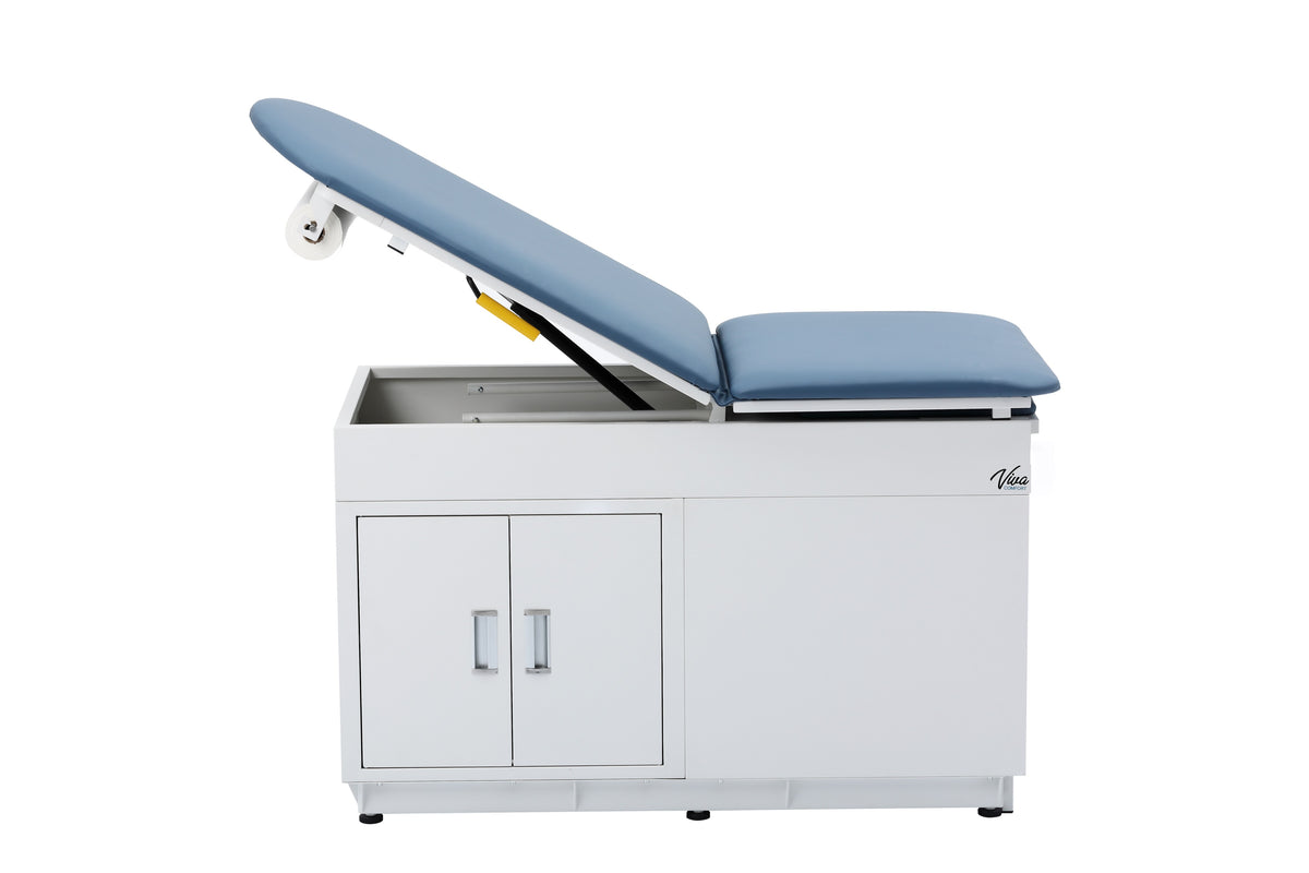 VivaComfort Grande Steel Exam Table with Pelvic Tilt and Antimicrobial Mattress, 500 lb Capacity, Blue