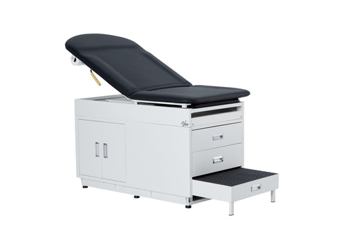 VivaComfort Grande Durable Spacious Patient-Centered Design Steel Exam Table with Antimicrobial Mattress, 500 lb Capacity, Black