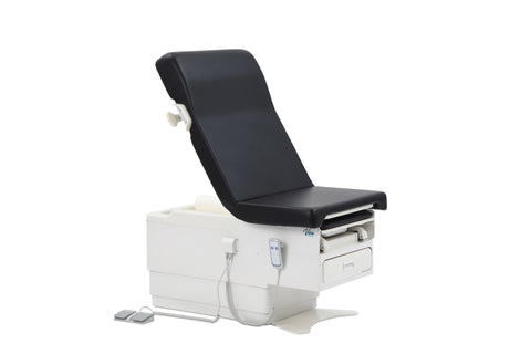 VivaComfort Pointe Power 450 lb Antimicrobial Upholstery Hi-Lo Exam Table with Pelvic Tilt and Stirrups, 450 lb Capacity, Black