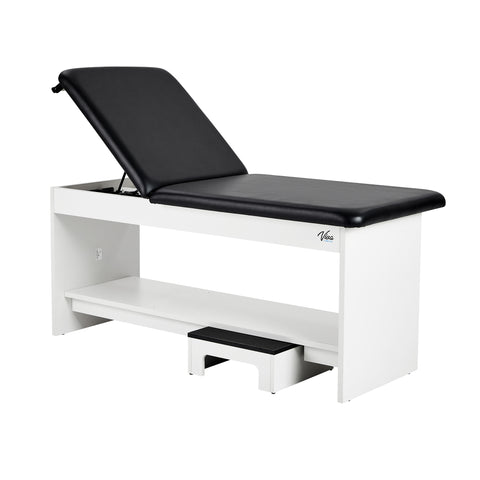 VivaComfort Alto Exam Table Step Stool, White, Black