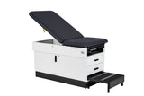 VivaComfort Slimline Exam Table Base with Leg Rest, Step Stool, and 2 Drawers, 420 lb Capacity, Black
