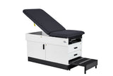 VivaComfort Slimline Exam Table Base with Leg Rest, Step Stool, and 2 Drawers, 420 lb Capacity, Black