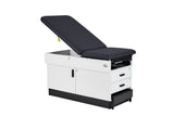 VivaComfort Slimline Exam Table Base with Leg Rest, Step Stool, and 2 Drawers, 420 lb Capacity, Black