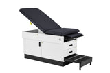 VivaComfort Slimline Exam Table Base with Leg Rest, Step Stool, and 2 Drawers, 420 lb Capacity, Black
