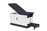VivaComfort Slimline Exam Table Base with Leg Rest, Step Stool, and 2 Drawers, 420 lb Capacity, Black